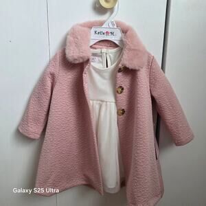 NWT Katie M white dress and pink cardigan jacket 6-9mo